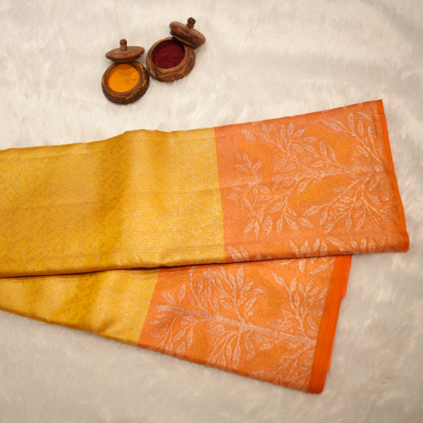 Fancy Pure Pattu Saree with Lemon Yollow Colour, Silver Zari