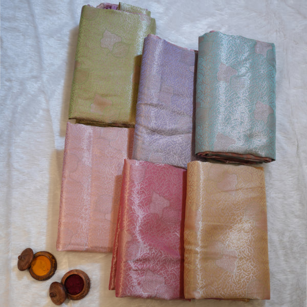 Copper Banarasi Saree with Beautiful Copper Weaving Leaf Design