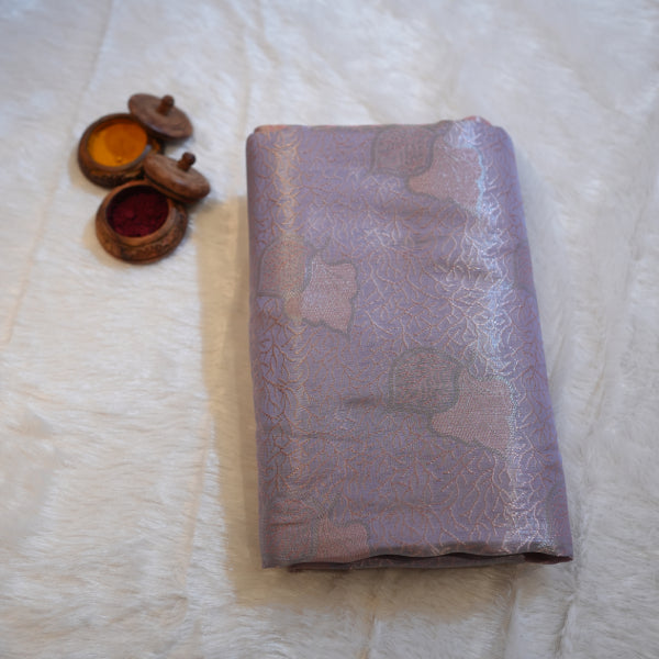 Copper Banarasi Saree with Beautiful Copper Weaving Leaf Design