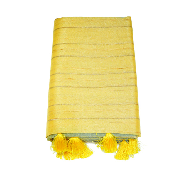 Organza Sarees with Striped Zari Line With Slub Line Design Body