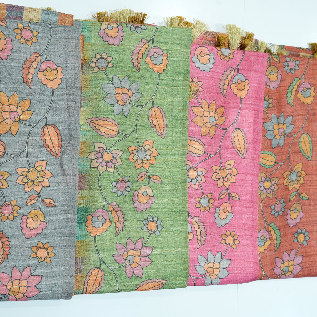 Semi Tussar With Geometrical Design Digital Print Saree