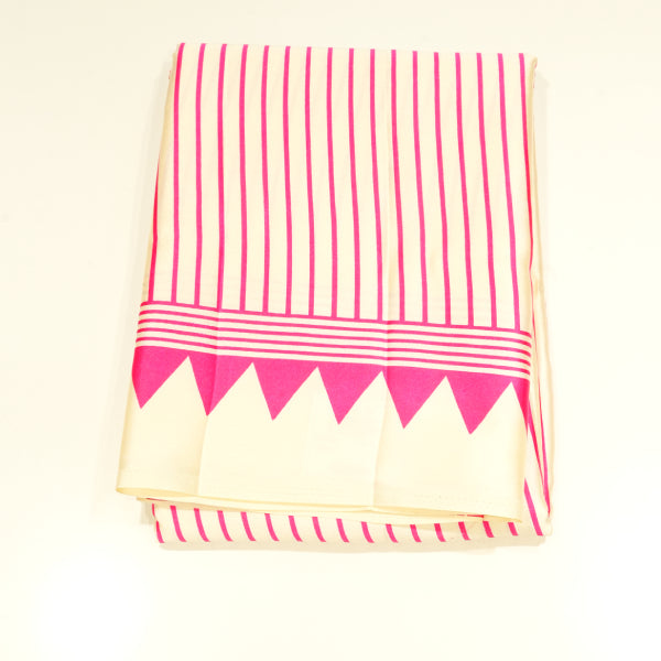 Semi Modal Saree with Horizontal Line Pattern, Printed Design