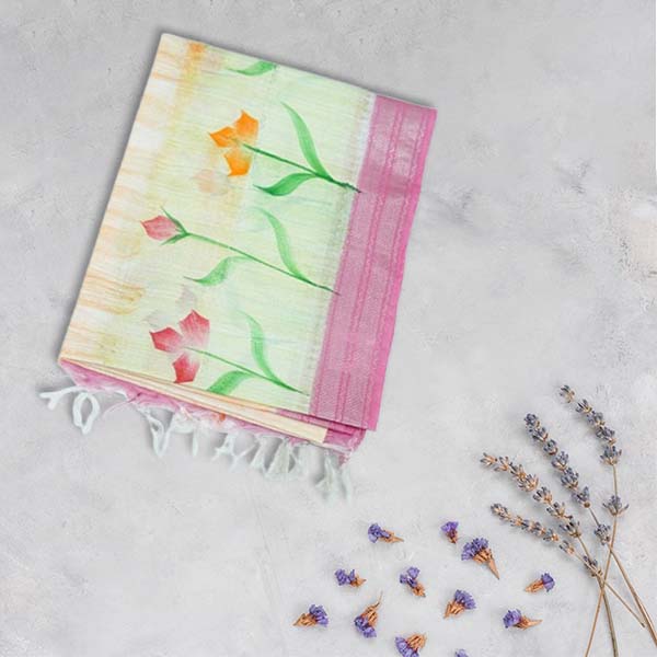 Staple Silk Sarees with Zari Weaving & Hand Painted Sarees