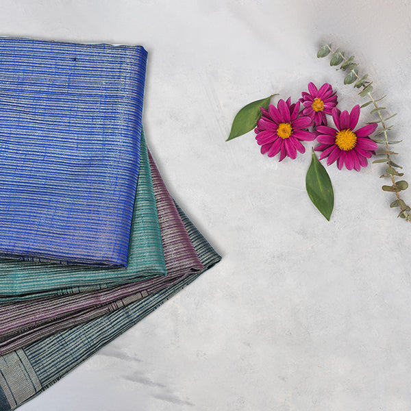 Tissues and Kora Mix Saree with Copper Zari & Brocket Design Blouse