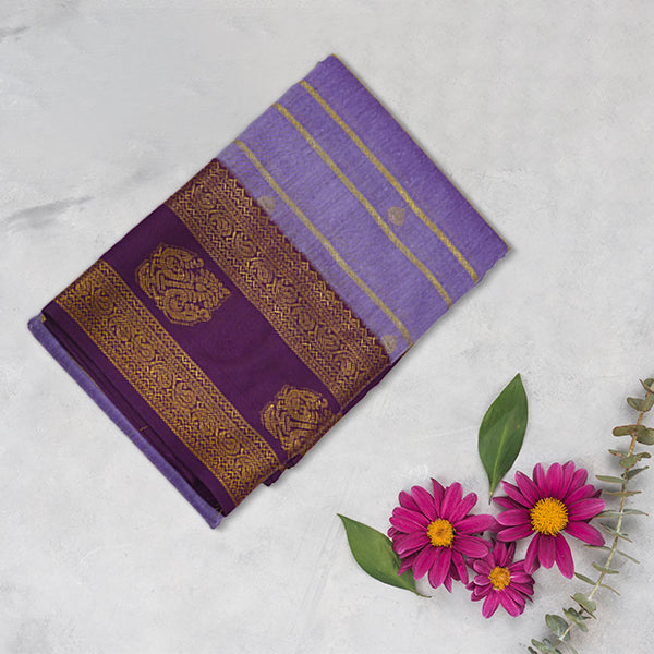 Traditional Kalyani Cotton with Golden Zari Weaving Designs