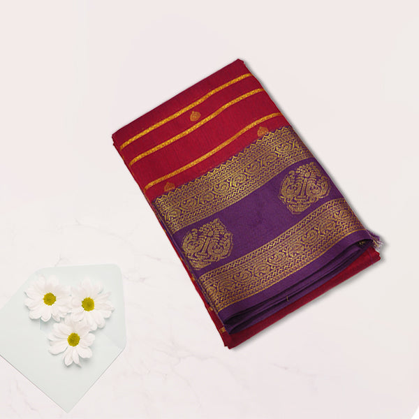 Traditional Kalyani Cotton with Golden Zari Weaving Designs