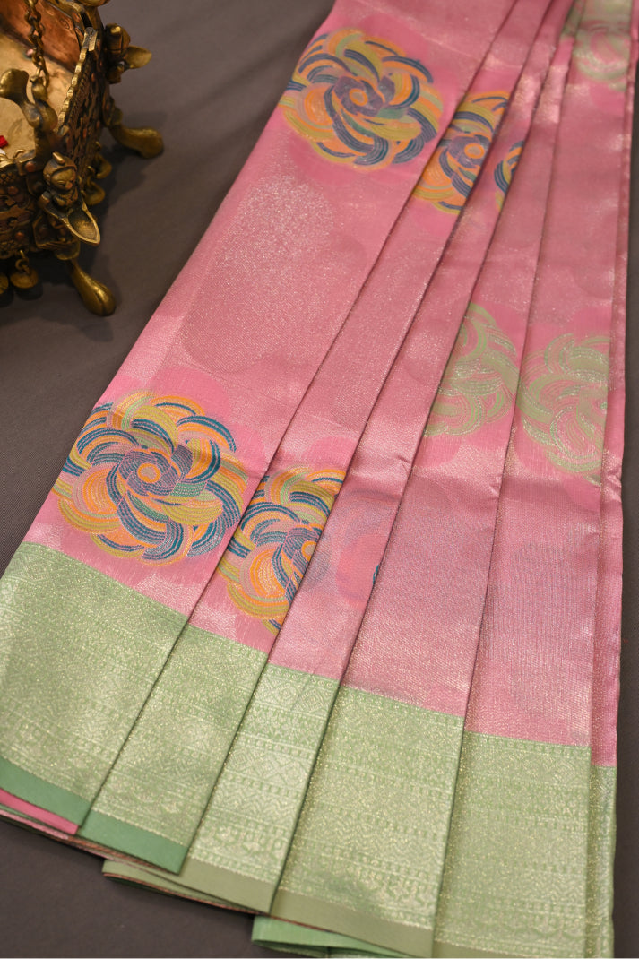 Cotton Kotta Slab Sarees with Allover Body Copper Thread Flower Putta Weaving