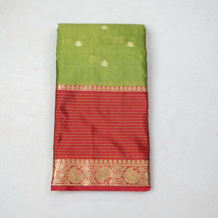 Fancy Soft Silk Saree with Copper and Silver Butta Design