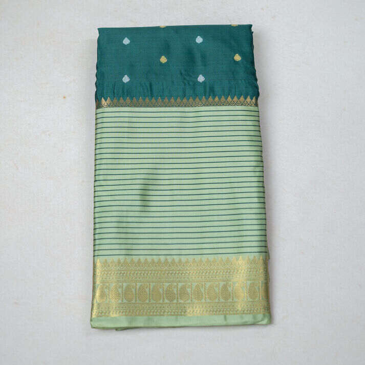 Fancy Soft Silk Saree with Copper and Silver Butta Design