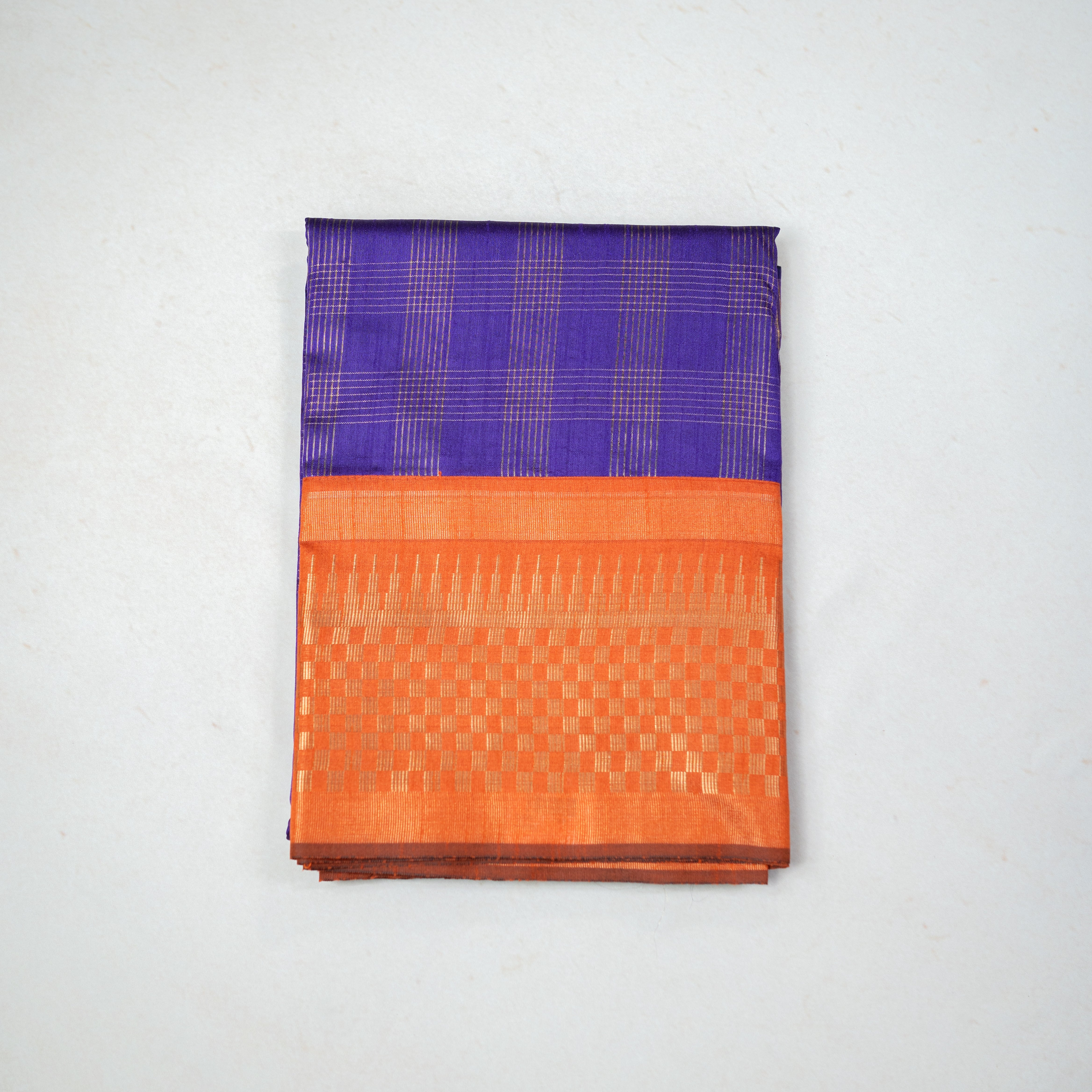 Semi Jute Saree with Rose Zari Checked Design