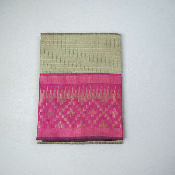 Semi Jute Silk Saree with Dot Checks Pattern