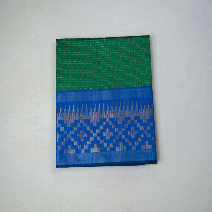 Semi Jute Silk Saree with Dot Checks Pattern