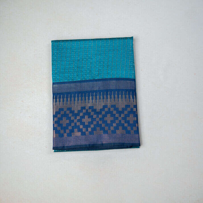 Semi Jute Silk Saree with Dot Checks Pattern