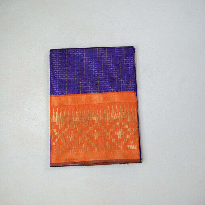 Semi Jute Silk Saree with Dot Checks Pattern