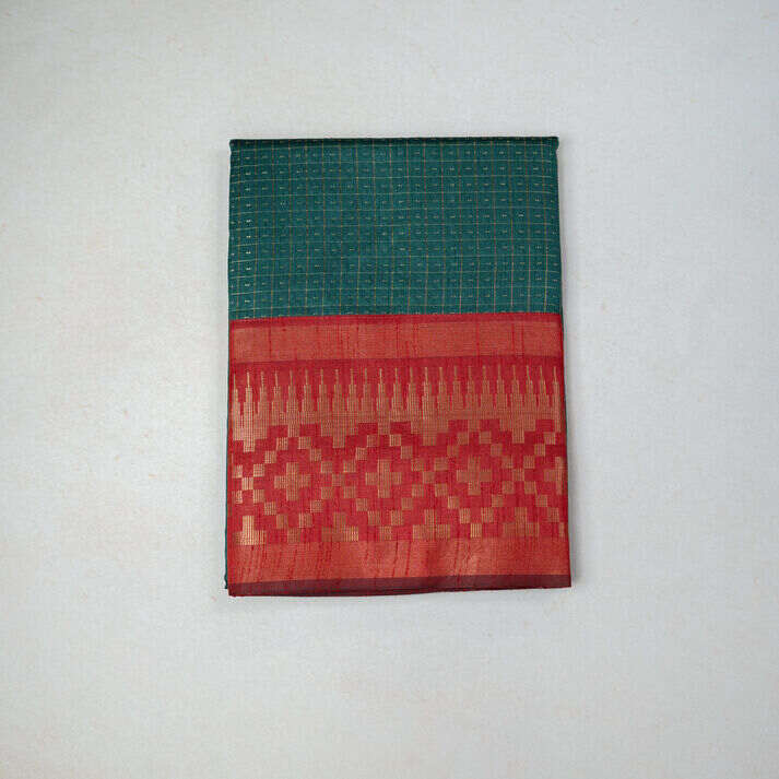Semi Jute Silk Saree with Dot Checks Pattern