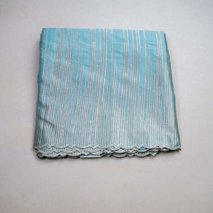 Fresh Organza Saree with Copper Zari Striped Embroidery