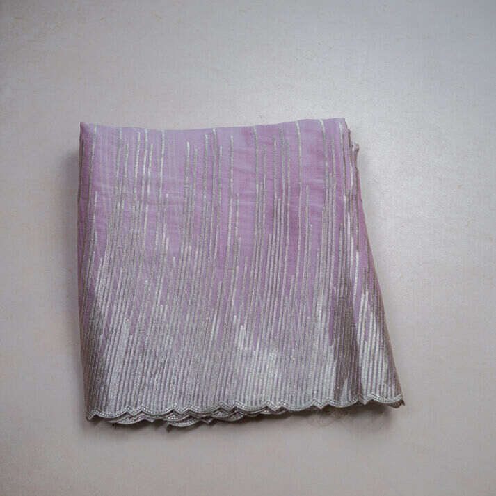 Fresh Organza Saree with Copper Zari Striped Embroidery