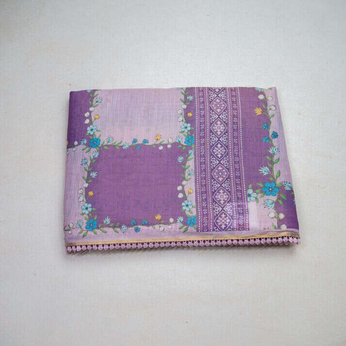 Tissue Sarees Multi Color Checked Leaf Printed