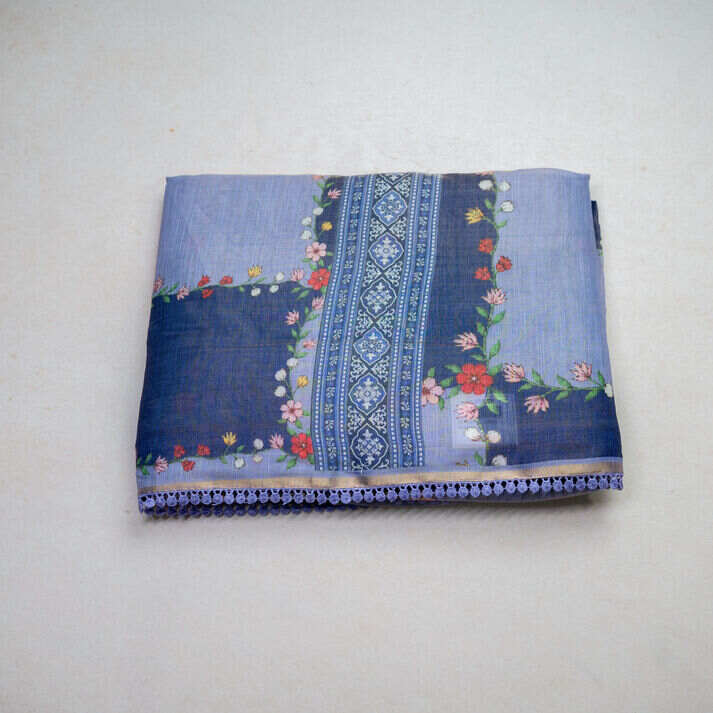Tissue Sarees Multi Color Checked Leaf Printed
