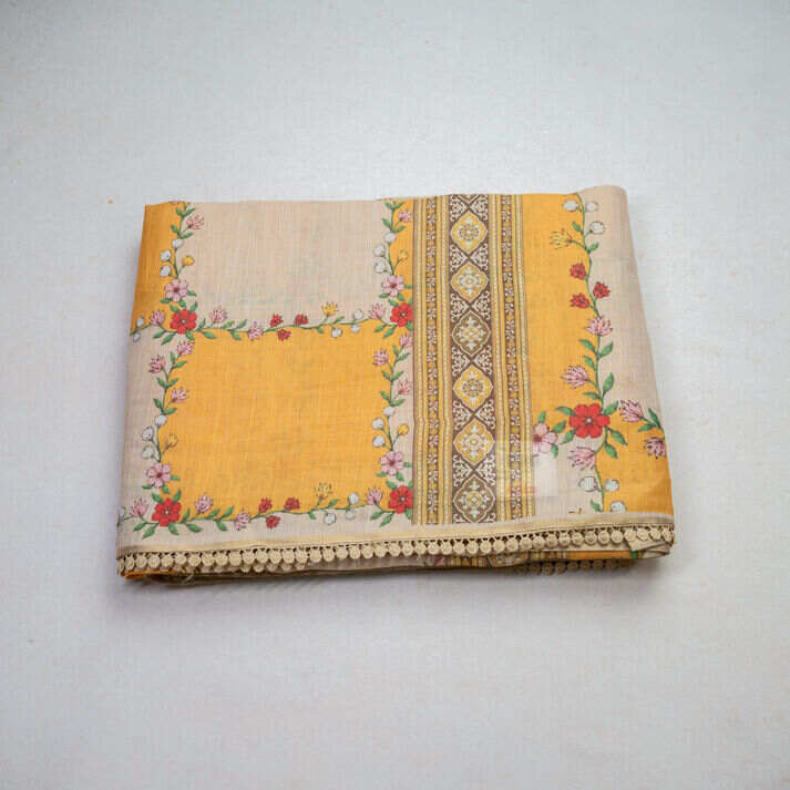 Tissue Sarees Multi Color Checked Leaf Printed