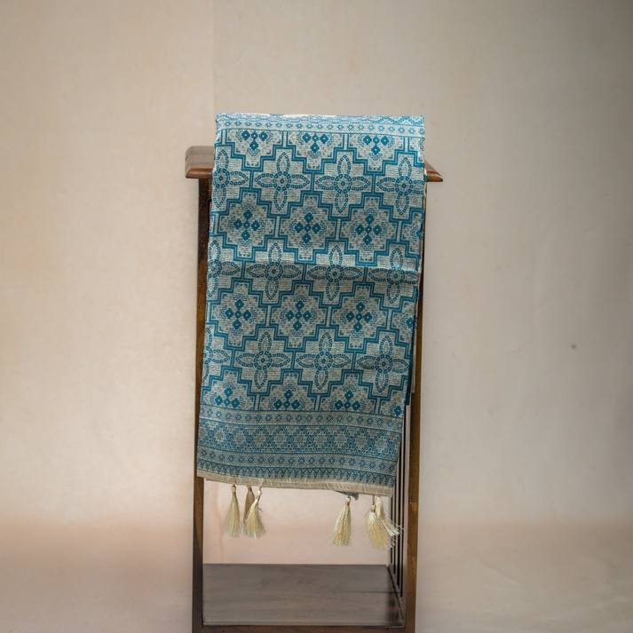 Jamthani Zari Lines Saree with Lotus Thread Work Flower