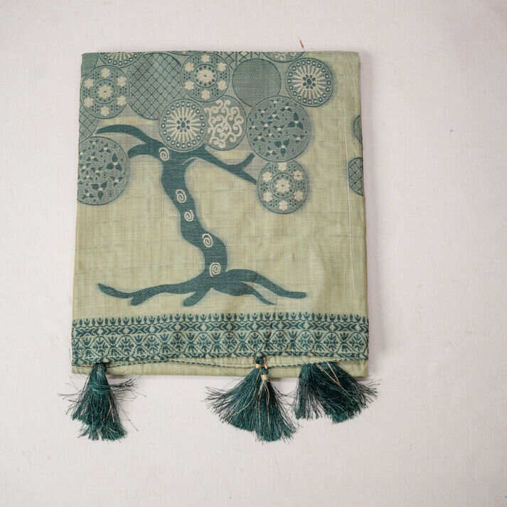 Soft Cotton Saree with Pastel Shade Tree Design Thread Weaving