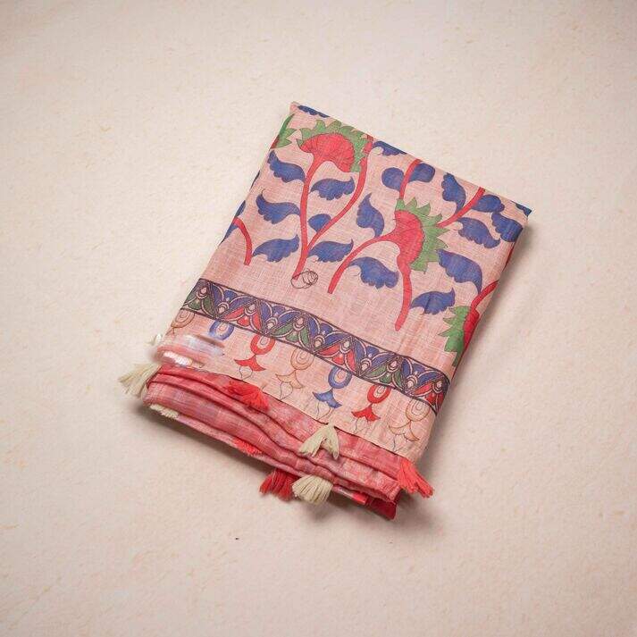 Floral Printed Saree with Flower Motif Body Design