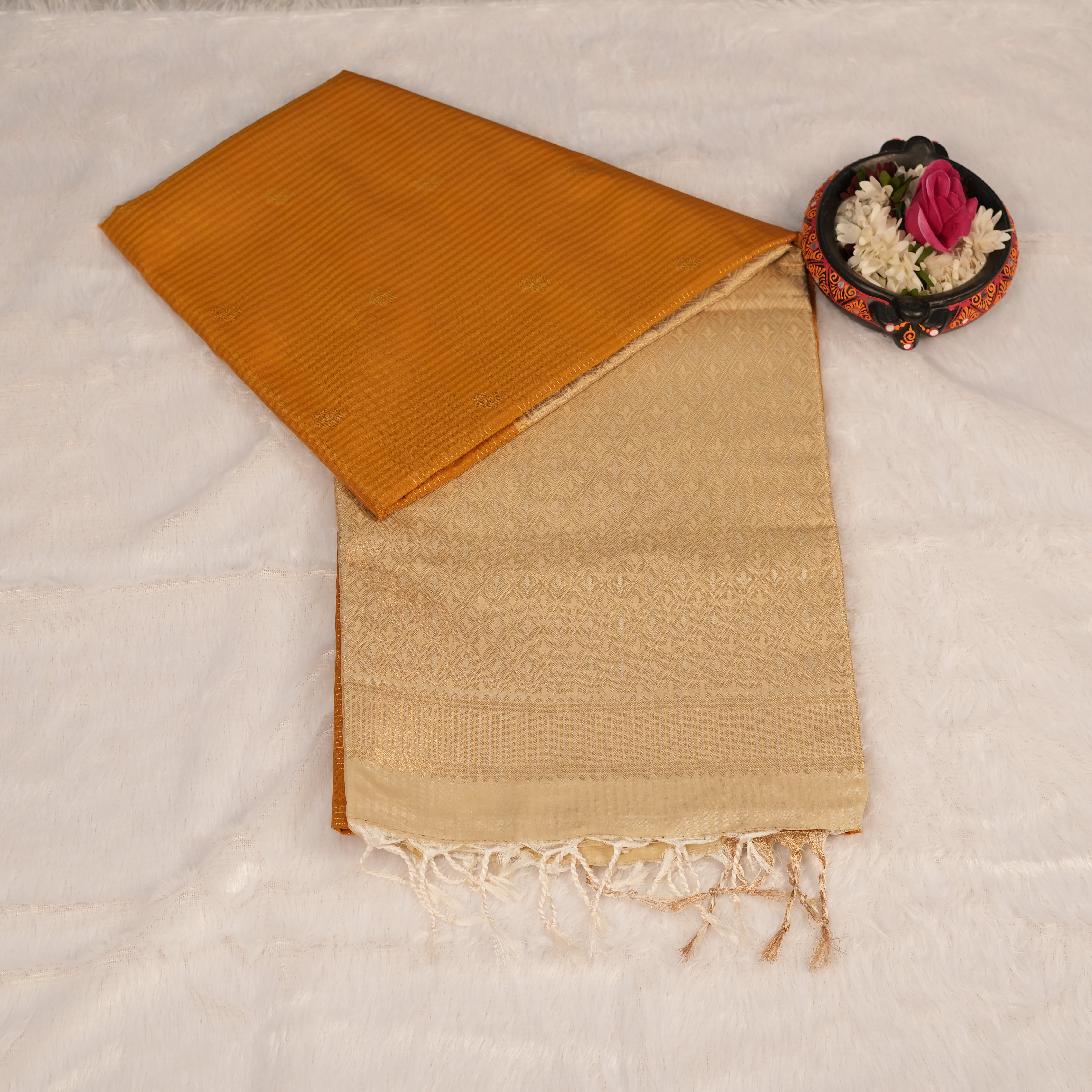 Soft Silk Sarees with Golden Zari Woven Patterns
