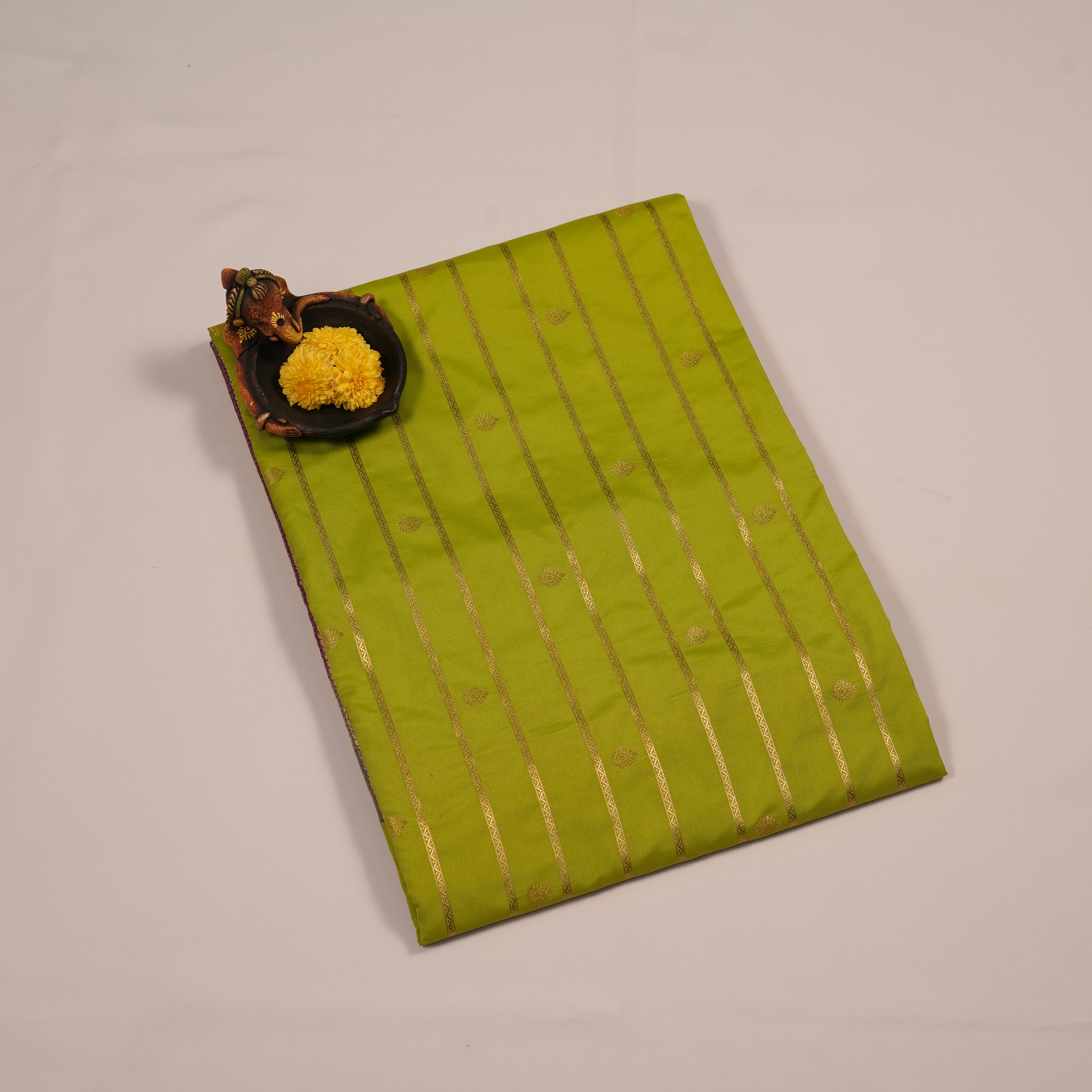 Semi Soft Silk Sarees with Golden Zari Line and Small Buttas