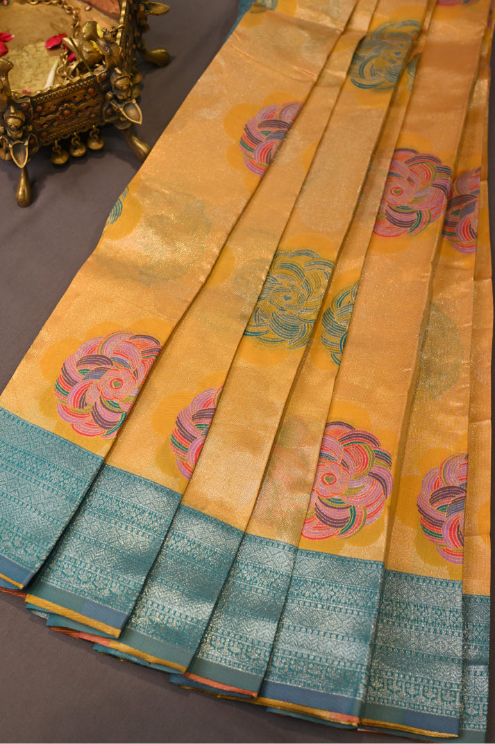 Cotton Kotta Slab Sarees with Allover Body Copper Thread Flower Putta Weaving