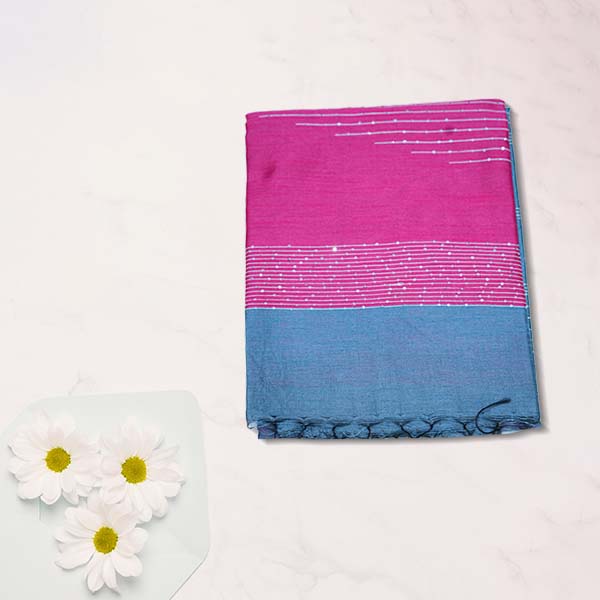 Jute Silk Sarees With Striped Weaving With Slub Line Design