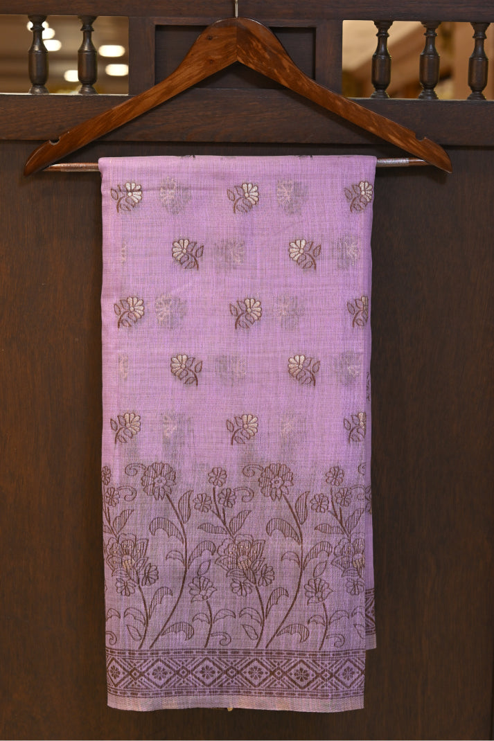 Art Silk Silver Tissue Pattern with lower Design with Rainbow Colour Combination