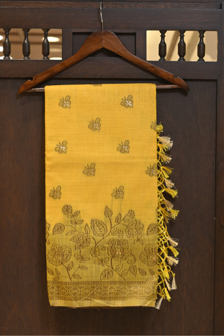 Art Silk Silver Tissue Pattern with lower Design with Rainbow Colour Combination