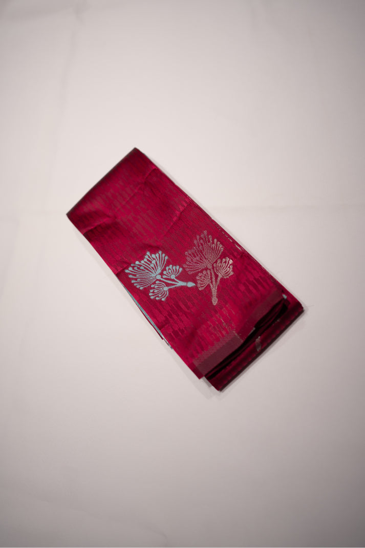 Semi Soft Silks Sarees with Emboss Silver & thread Work Flower Design