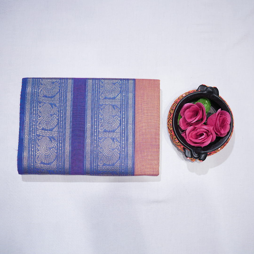 Chettinad Cotton Saree with Peacock and Elephant Design Saree