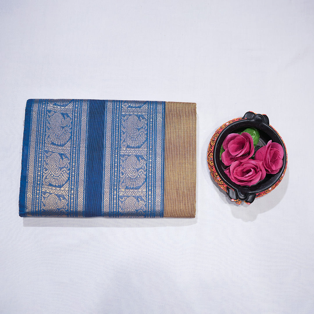 Chettinad Cotton Saree with Peacock and Elephant Design Saree