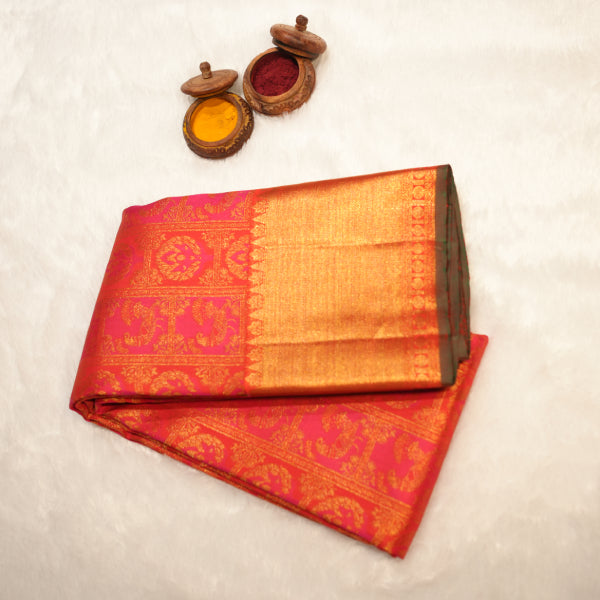 Premium Pure Pattu Sarees with Double Colour Shade with Golden Pallu