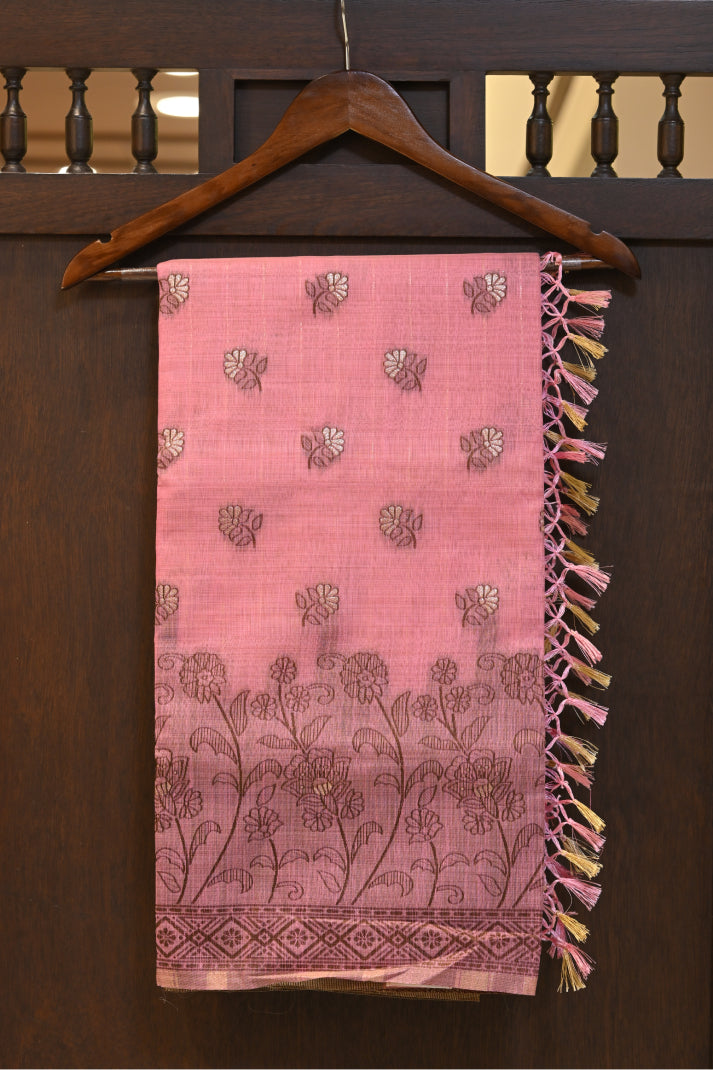 Art Silk Silver Tissue Pattern with lower Design with Rainbow Colour Combination