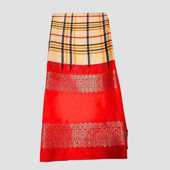 Semi Soft Silk Saree with Checked Design, Border Gold Zari